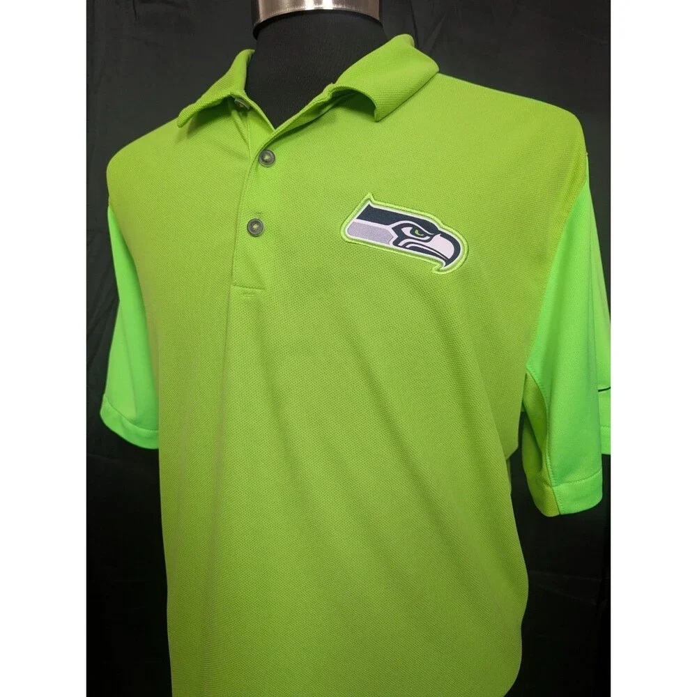 NFL Seattle Seahawks NIKE Dri Fit Team Issue Green Polo Golf Shirt Men's XXL